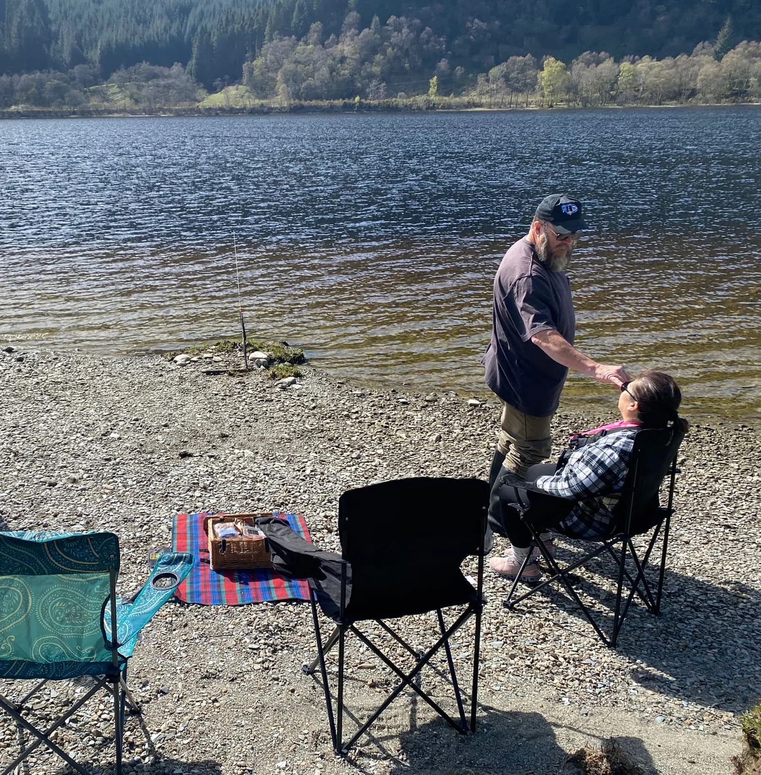 Fishing and relaxing beside a Scottish loch