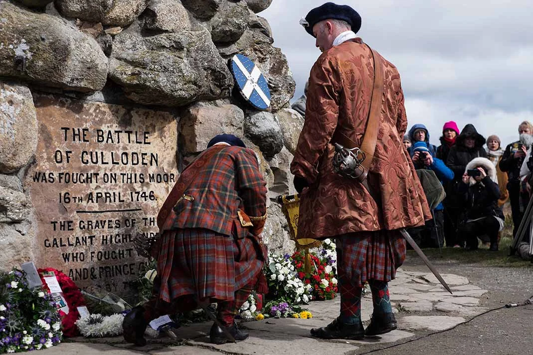 A gathering at the Culloden memorial