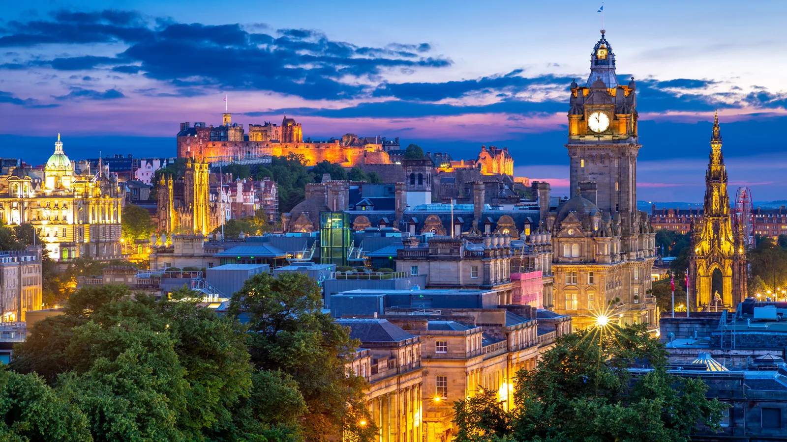 Edinburgh skyline at dusk